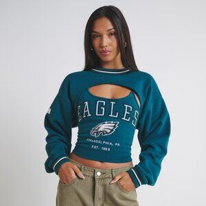 Women’s Midnight Green Philadelphia Eagles Fleece Shrug Cami
